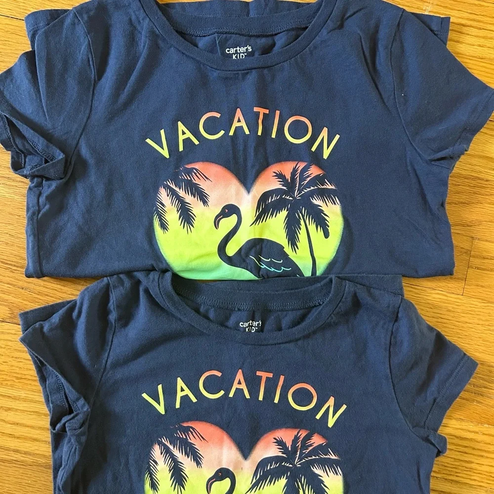 Matching Carters size 8 and a 14.  Vacation shirts for siblings!